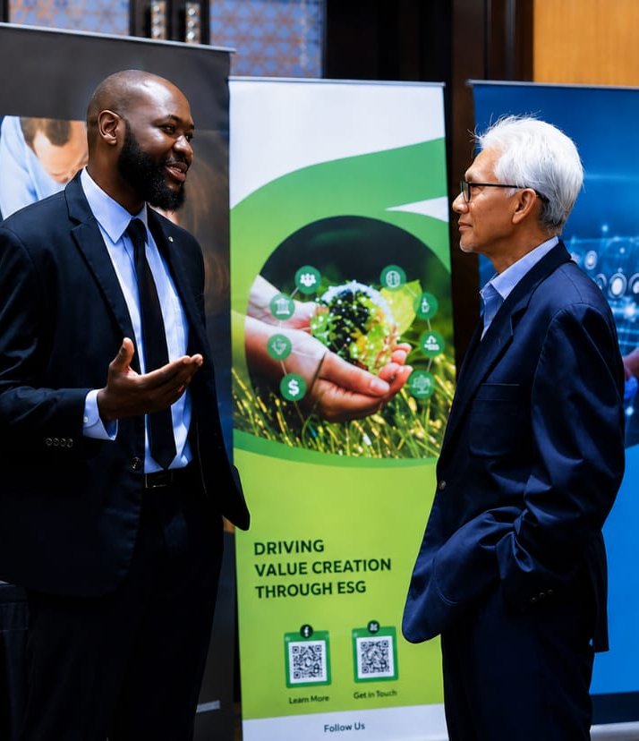 Sulaiman Tidjani in conversation at an industry conference